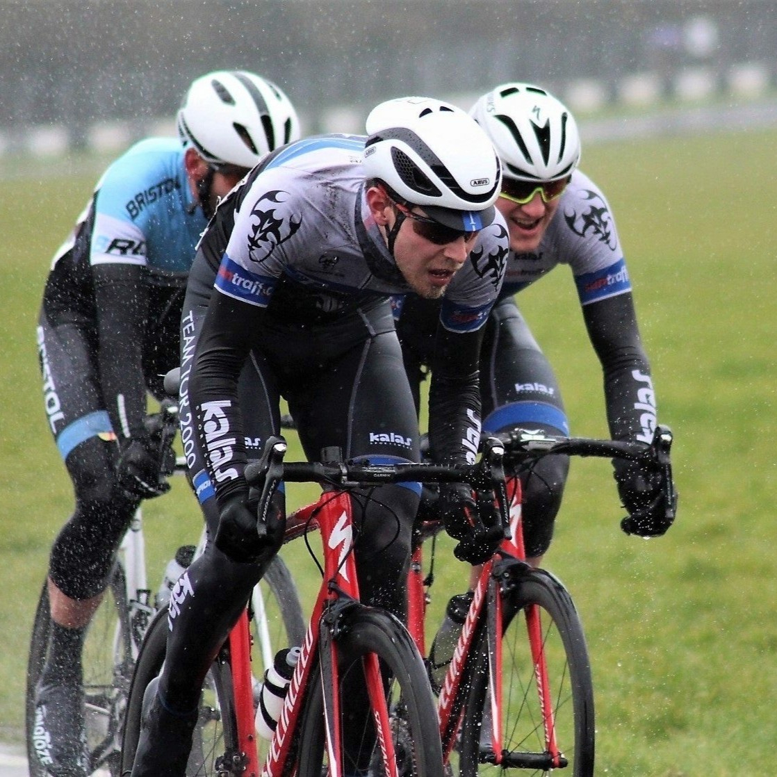 Josh Croxton racing road bikes in the pouring rain