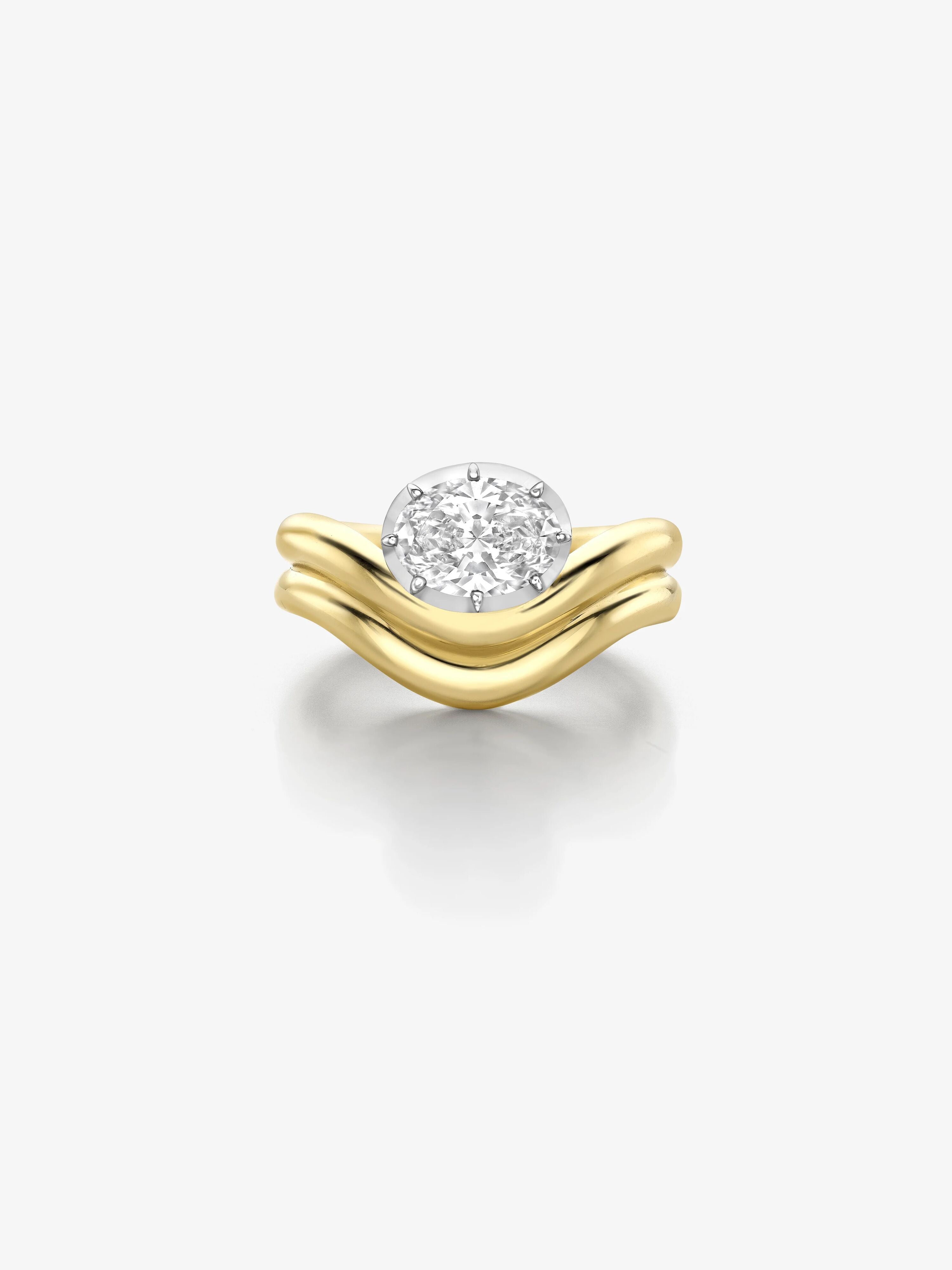 Oval Wave Diamond Ring