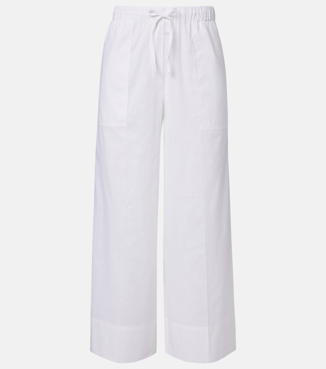 Cotton and Linen Wide-Leg Pants in White - Toteme