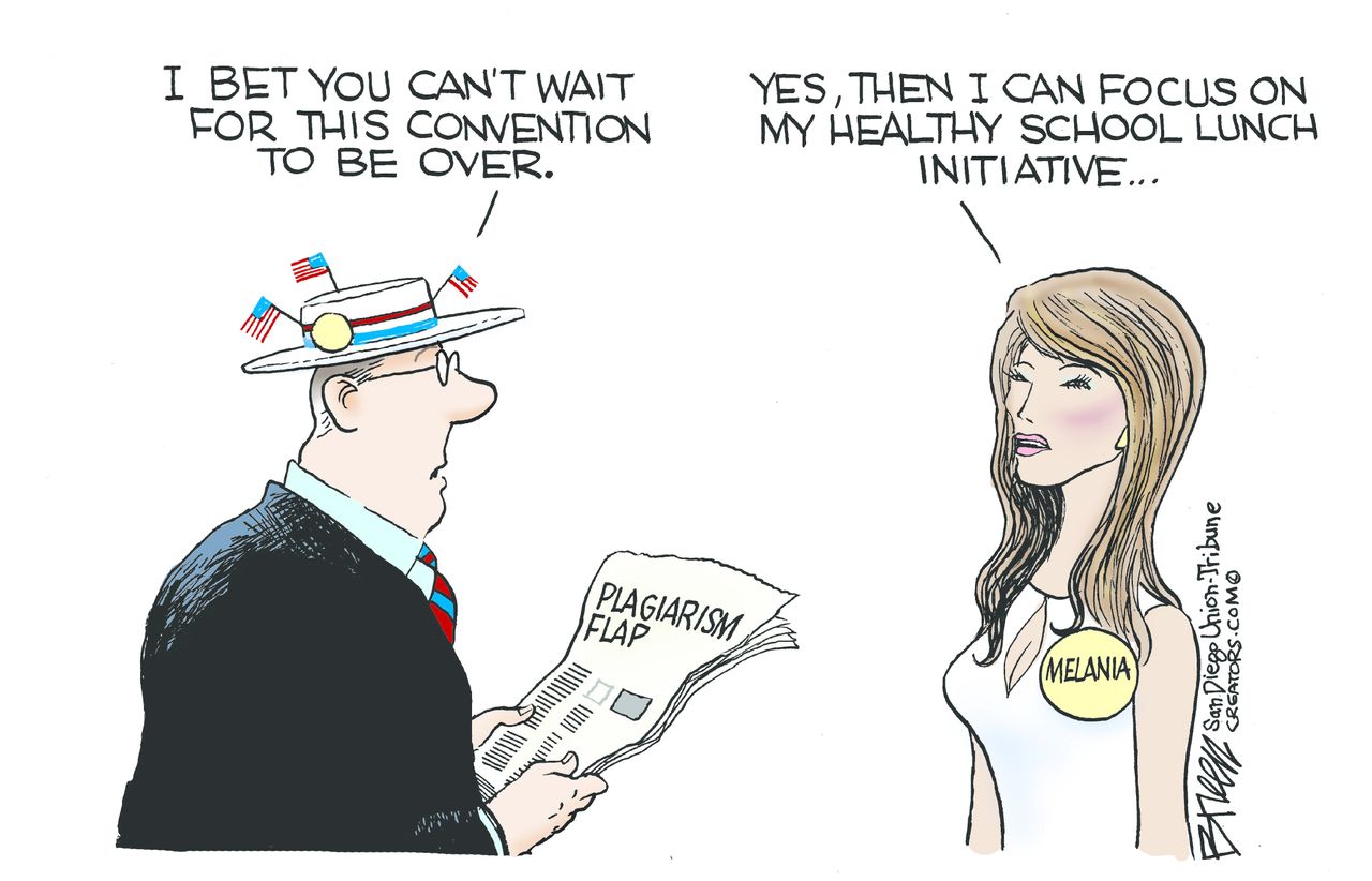 Political cartoon U.S. Melania healthy school lunches