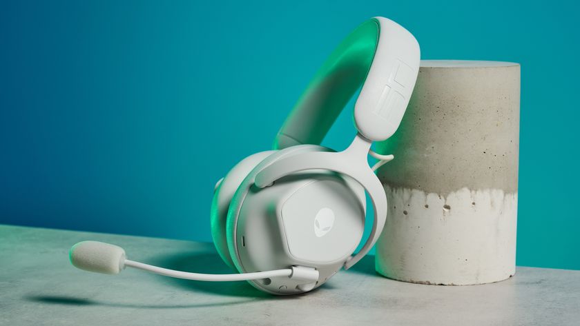 A lunar light white Alienware Pro Wireless Gaming Headset