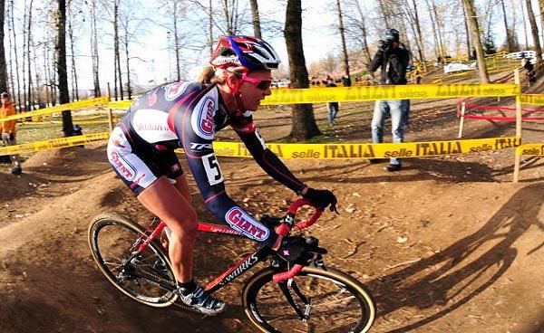 Meredith Miller (California Giant Berrry) in the lead after Nash crashed.