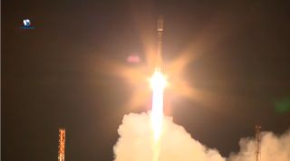 A Russian Soyuz rocket overseen by Arianespace launches 36 OneWeb internet satellites into orbit from Vostochny Cosmodrome in Russia on Oct. 14, 2021.