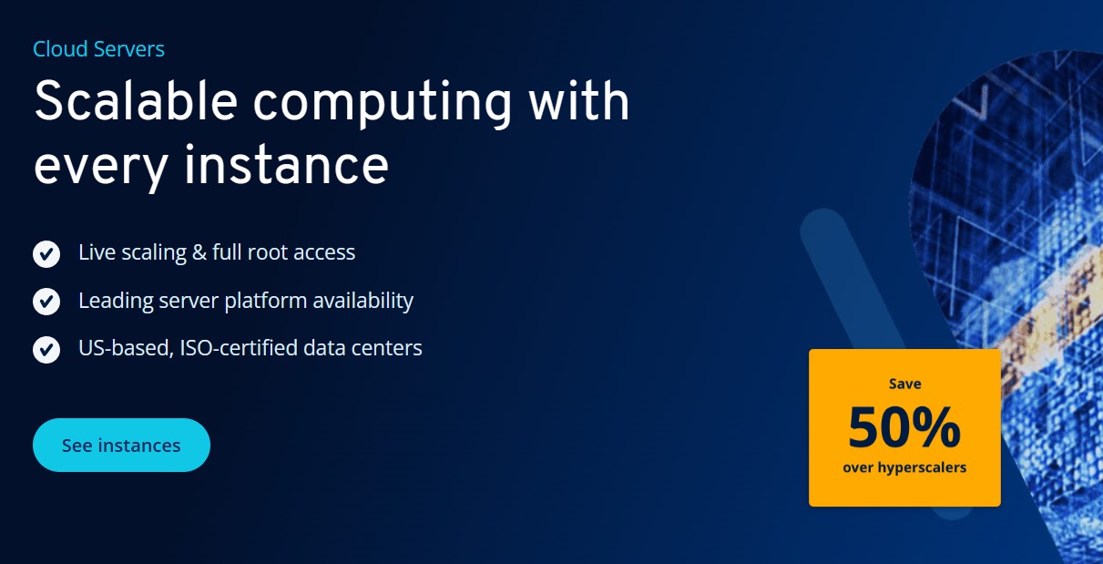 screenshot of IONOS cloud hosting hero image