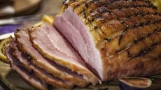 Gordon Ramsay honey glazed ham dotted with cloves