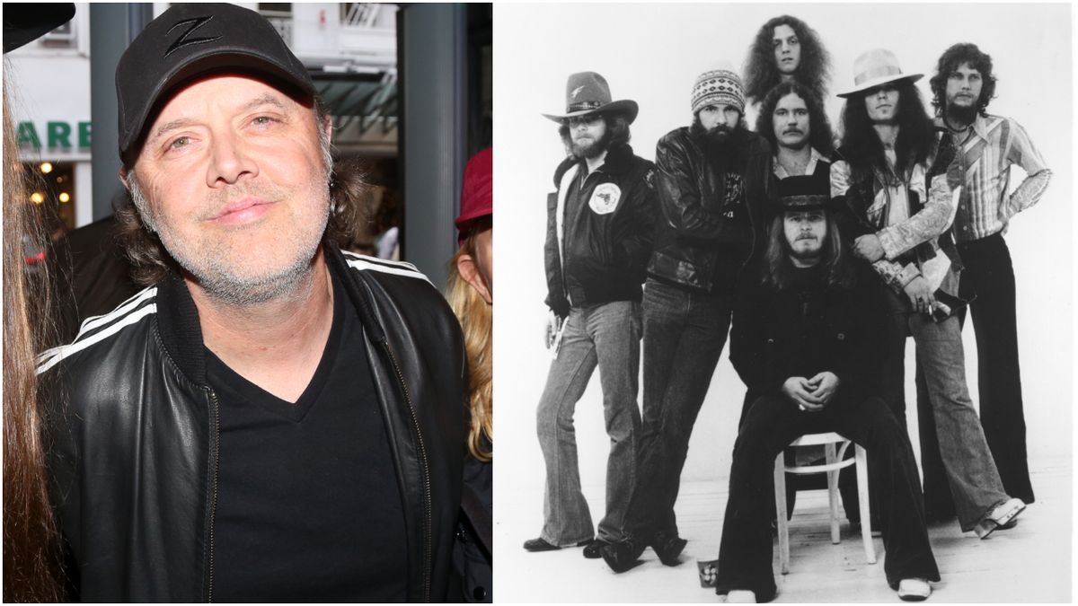 Lars Ulrich in 2019, and Lynyrd Skynyrd in 1976