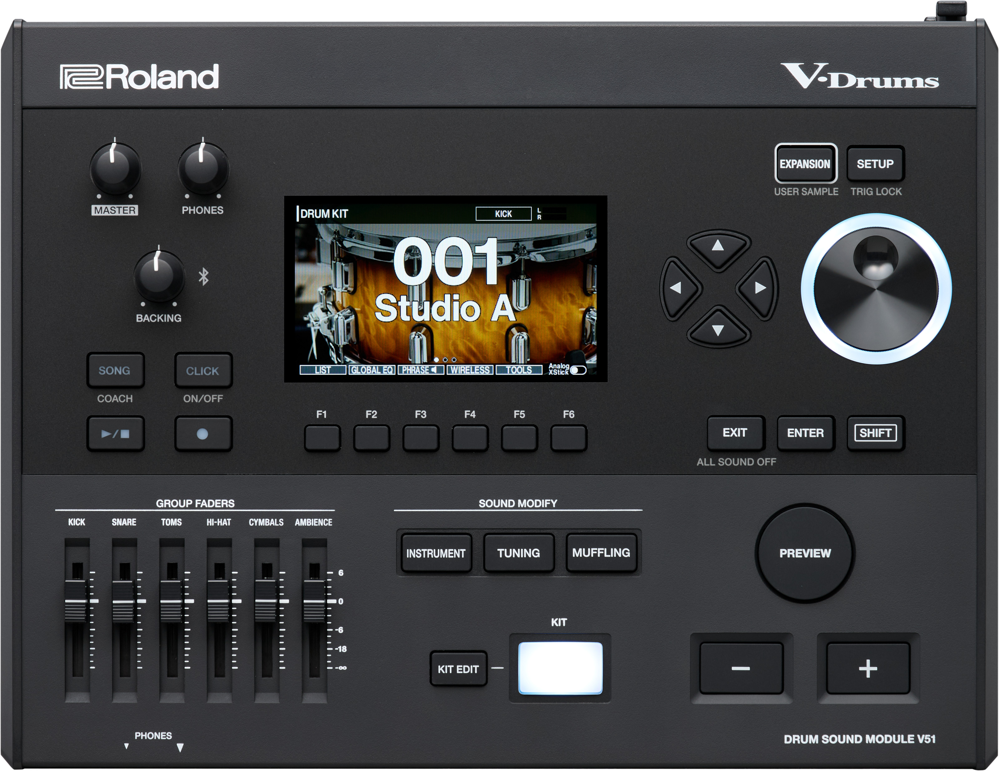 Roland V51 drum module top detail shot