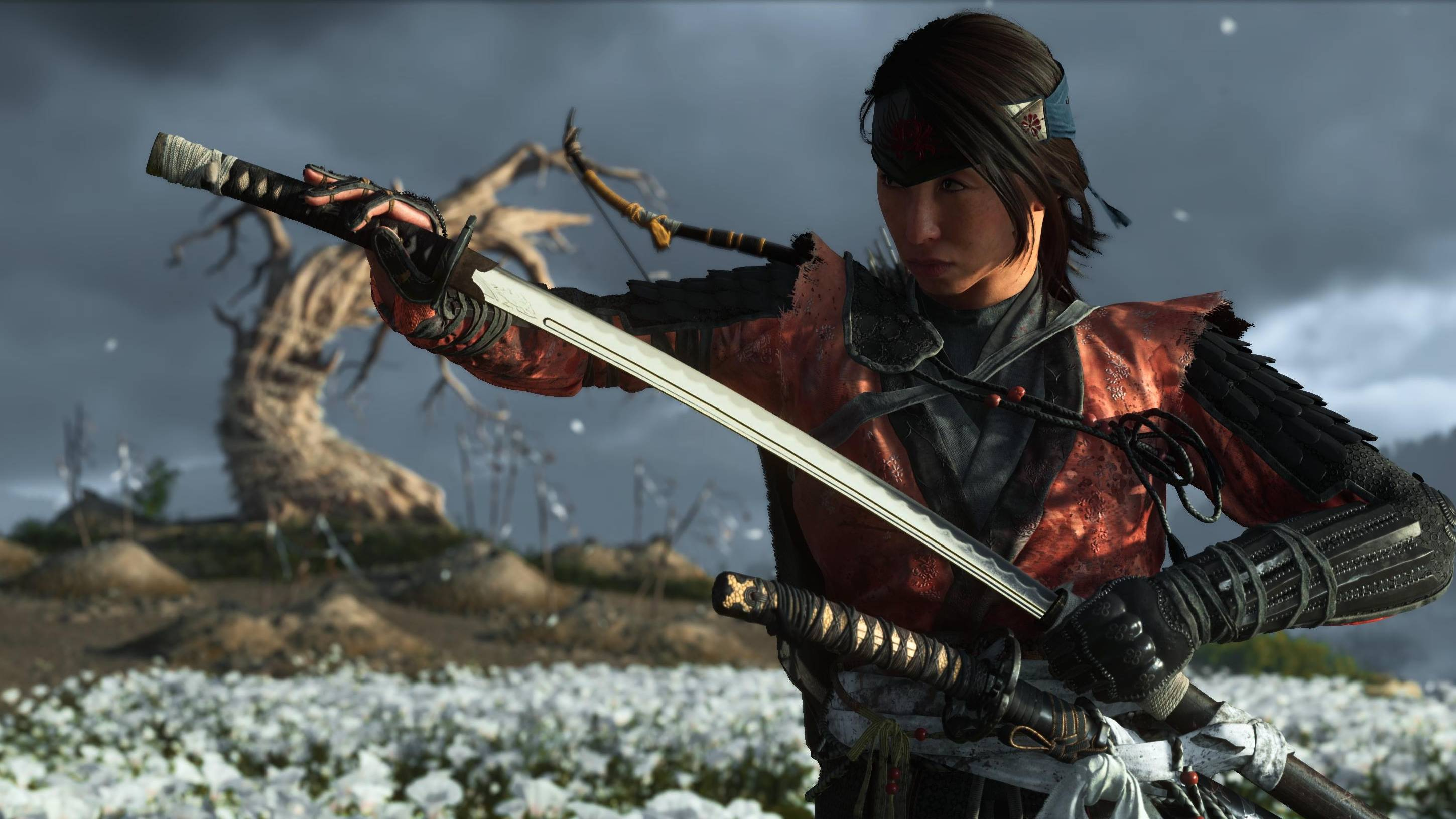 A screenshot of Atsu in Ghost of Yotei