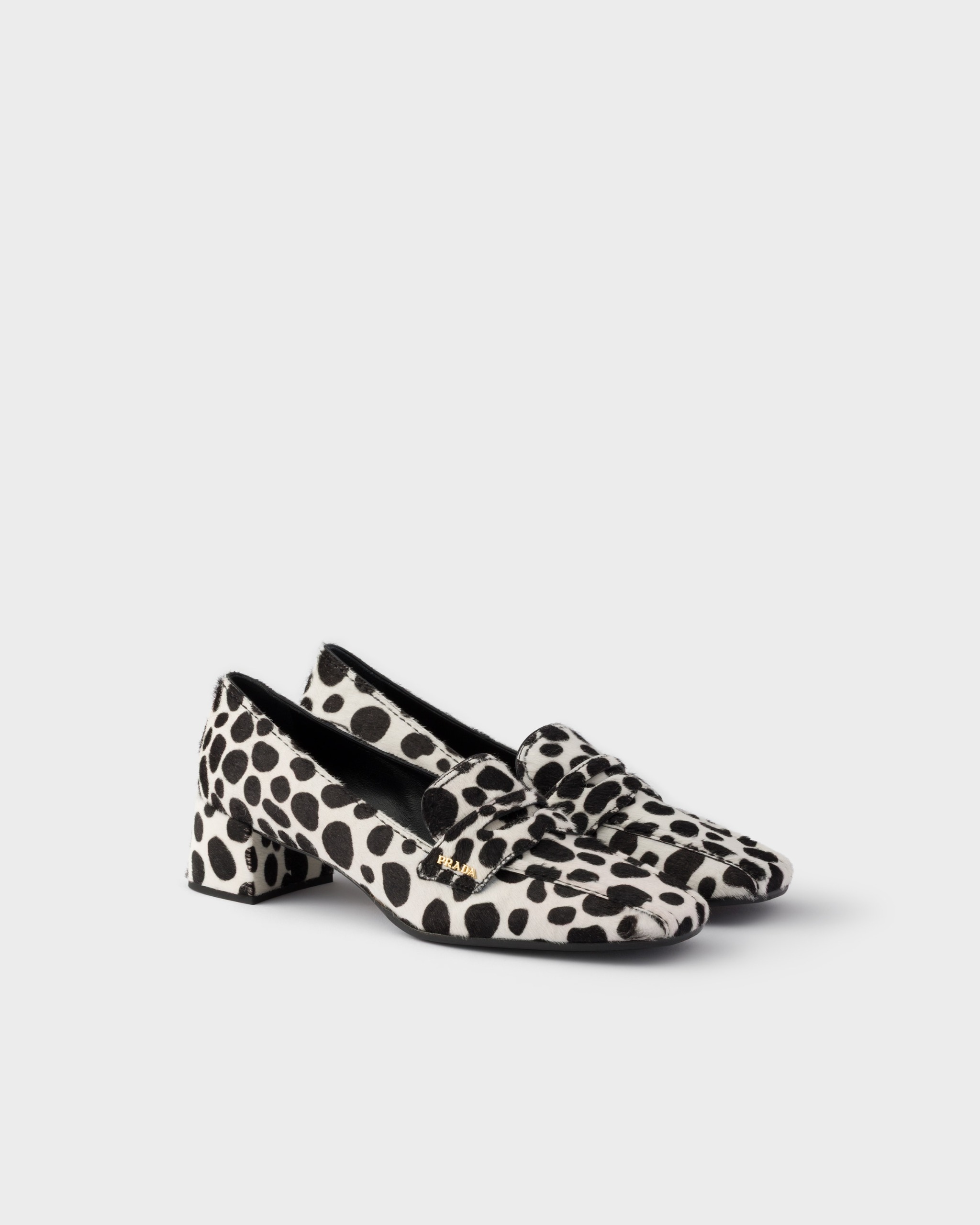 Printed Calf Hair Leather Loafers - White/black