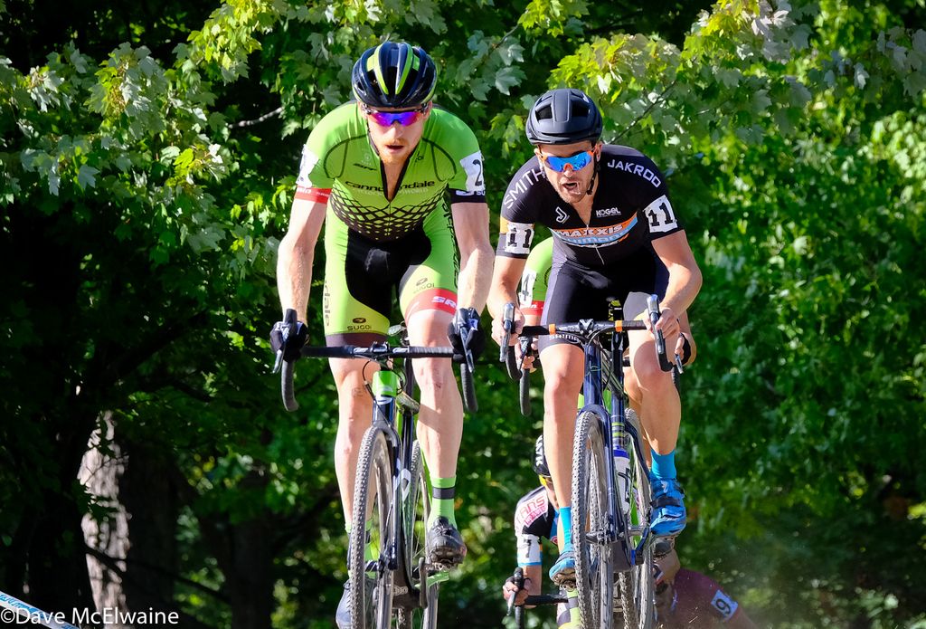 Stephen Hyde (Cannondale) leading Danny Summerhill (Maxxis Shimano) during lap three