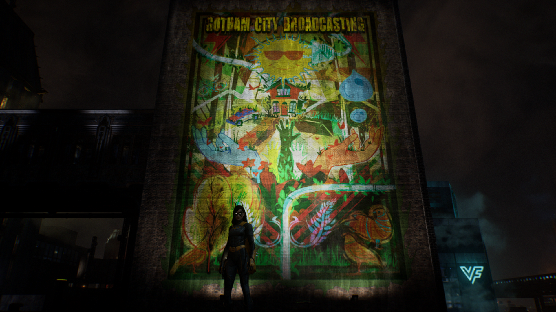 Gotham Knights graffiti - Green Gotham mural