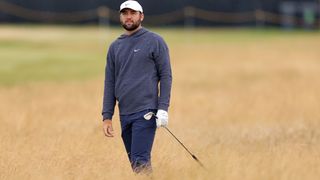 Scottie Scheffler practises at Royal Troon ahead of the 2024 Open