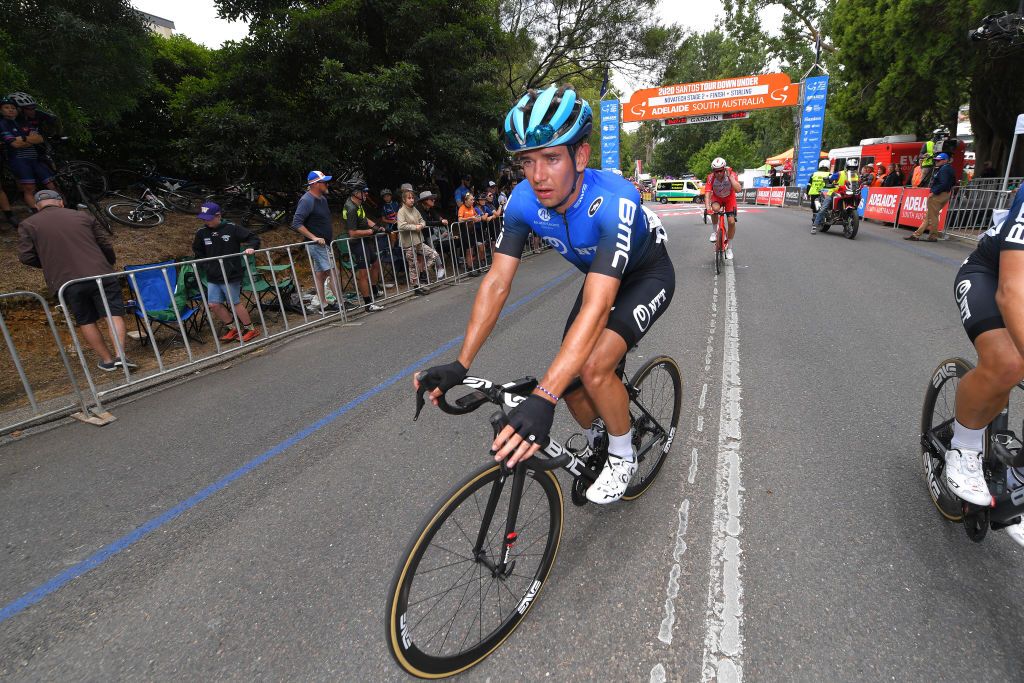 STIRLING AUSTRALIA JANUARY 22 Arrival Ryan Gibbons of South Africa Team NTT Pro Cycling during the 22nd Santos Tour Down Under 2020 Stage 2 a 1355km stage from Woodside to Stirling 422m TDU tourdownunder UCIWT on January 22 2020 in Stirling Australia Photo by Tim de WaeleGetty Images