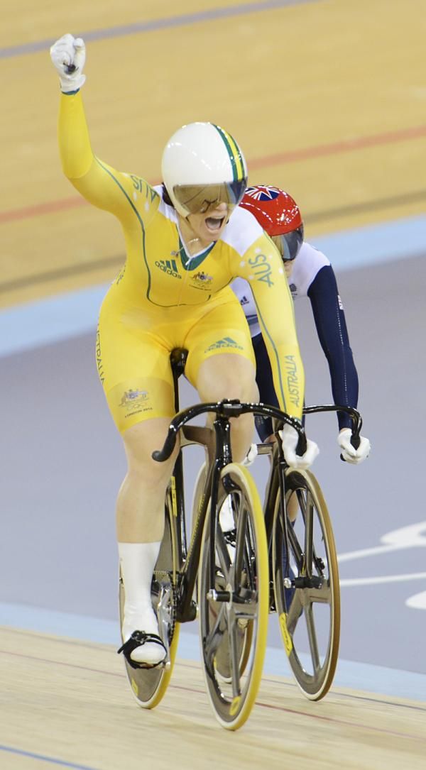 Anna Meares (Australia) had plenty of time to celebrate