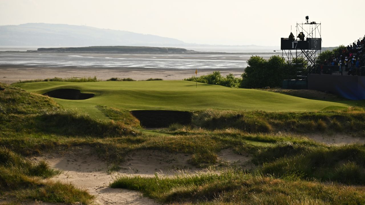 A general view of the 17th hole during Day One of The 151st Open at Royal Liverpool Golf Club