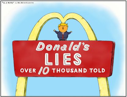 Political Cartoon U.S. Trump McDonalds Lies in office
