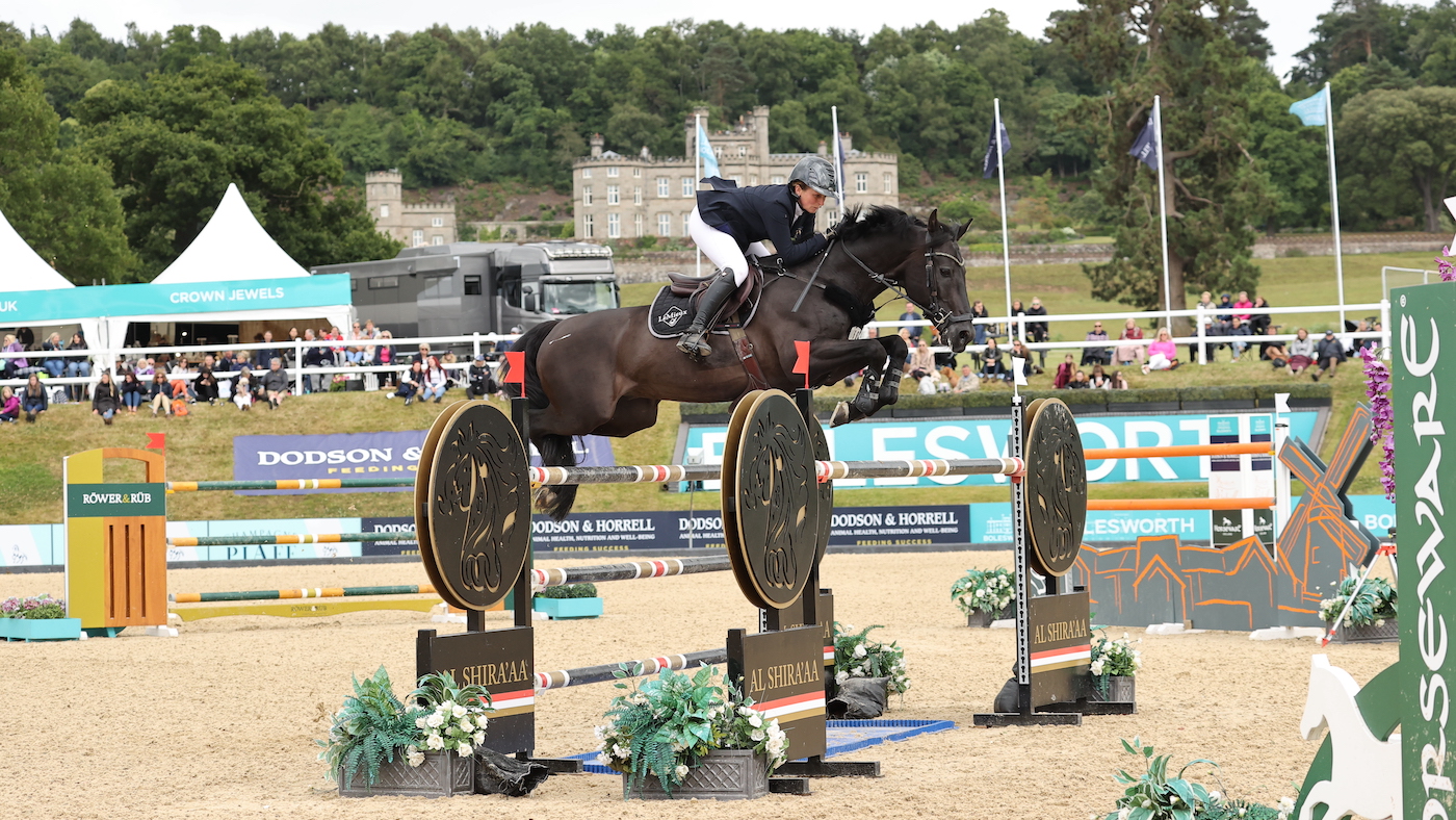 Louise Saywell and Kingsborough Kasper win the CSI3* Bolesworth grand prix.