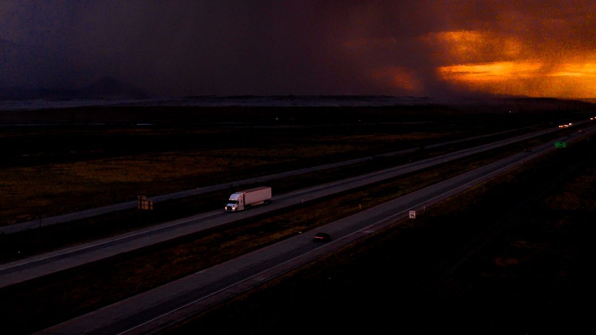 Truck driving at night