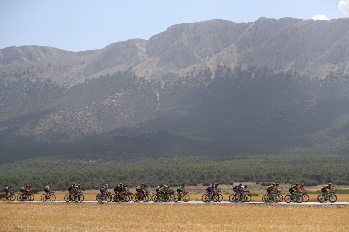 The Vuelta a Espana peloton in the province of Jaen.