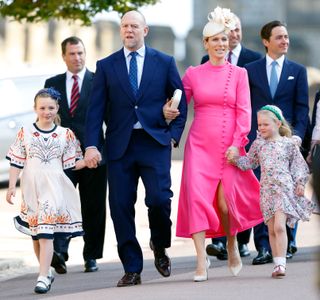 Mike and Zara Tindall with their kids Lena and Mia at Easter Church service