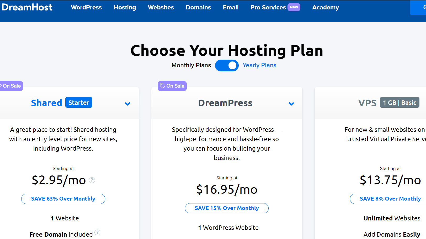 DreamHost prices