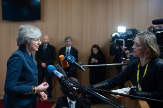 Laura Kuenssberg, Who is replacing Laura Kuenssberg? Theresa May, U.K. prime minister, speaks to Laura Kuenssberg, political editor of the BBC, and other members of the media following her meeting with Donald Tusk, president of the European Union (EU), in Brussels, Belgium, on Thursday, Feb. 7, 2019. May went to Brussels for Brexit talks, and the two sides agreed to send their teams back into the negotiating room for the first time since last year. Photographer: Jasper Juinen/Bloomberg via Getty Images