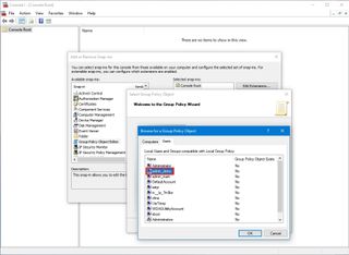 Select user or group to apply custom Group Policy settings