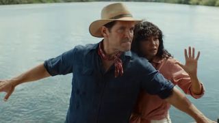 Paul Rudd and Thandiwe Newton in Anaconda (2025).