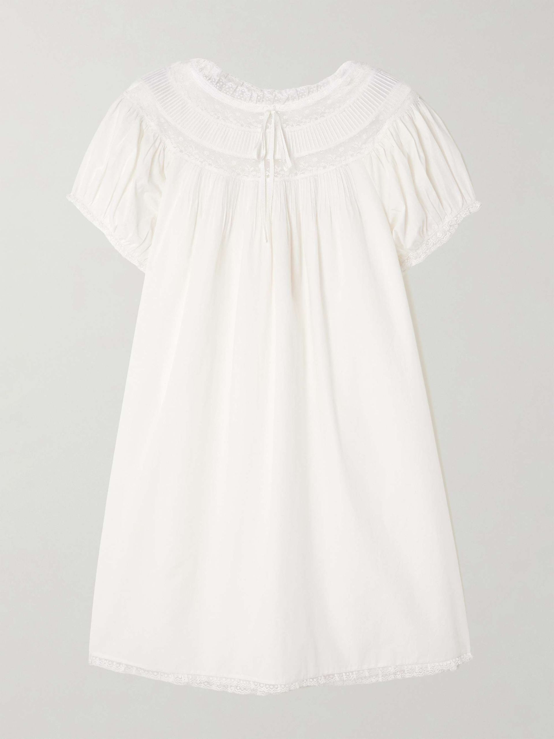 Daphne Lace-Trimmed Pintucked Organic Cotton-Voile Mini Dress