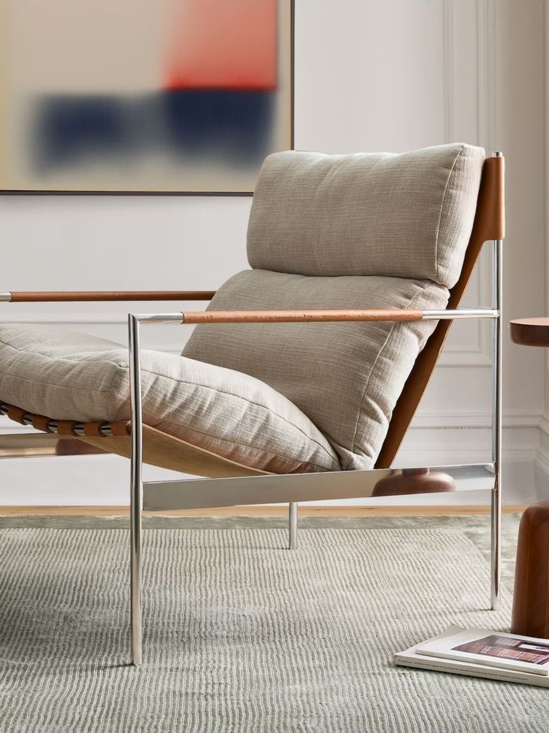 John Lewis &amp;amp; Partners, West Elm Stuart Sling Armchair, Chenille Sand