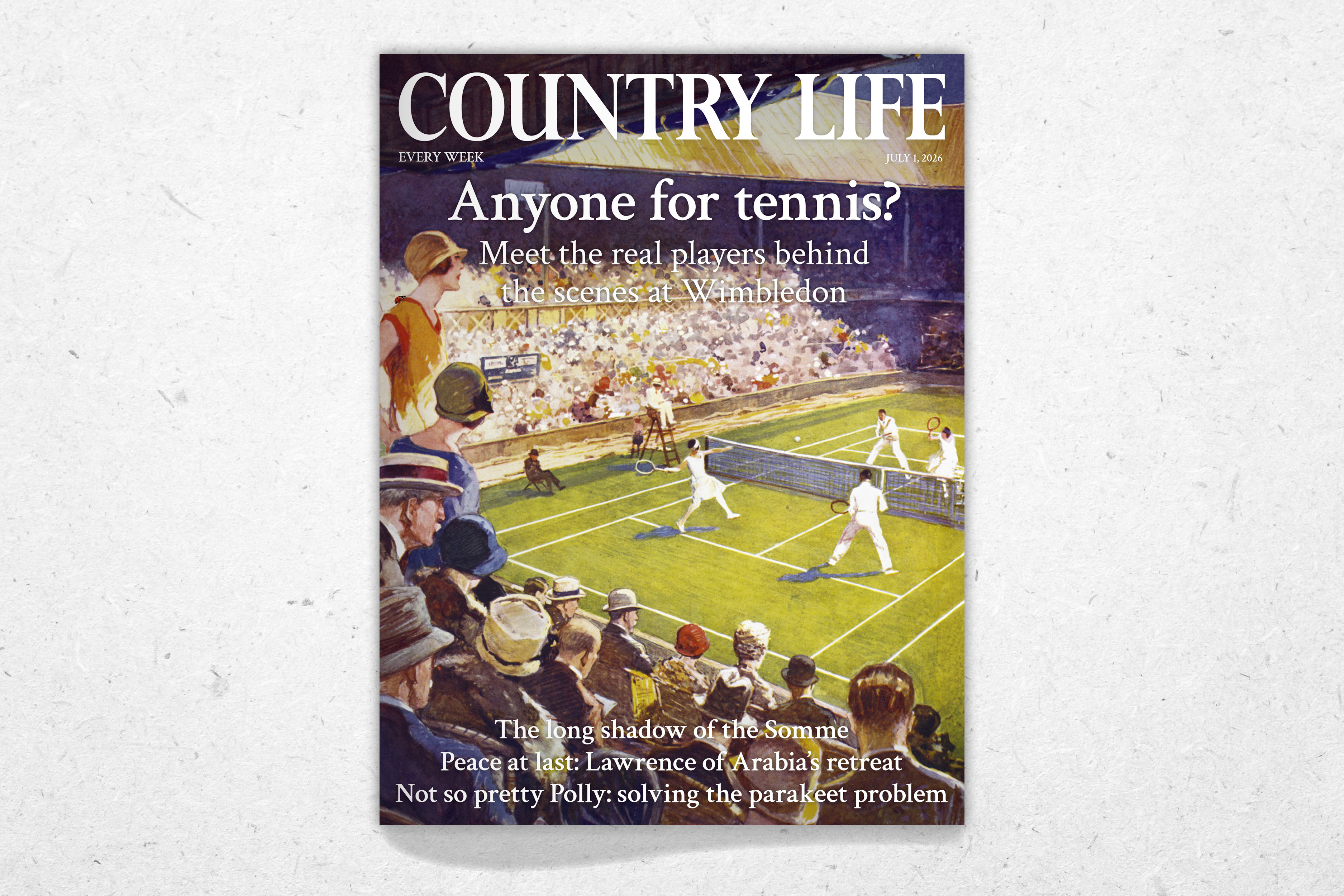 Cover of Country Life July 1, 2026, featuring William Bryce Hamilton&rsquo;s The tennis championships at Wimbledon, 1926