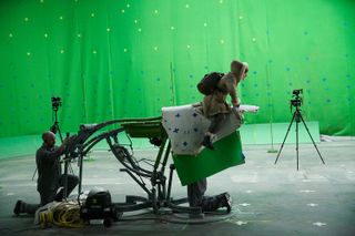 Dafne Keen behind the scenes as Lyra on His Dark Materials