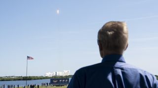 NASA administrator Bill Nelson watching the launch of the Axiom 1 mission.