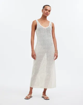 Crochet Sleeveless Maxi Cover-Up Dress
