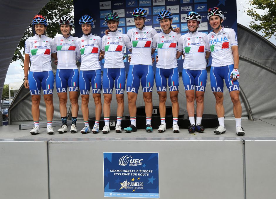On stage with the Italian road team