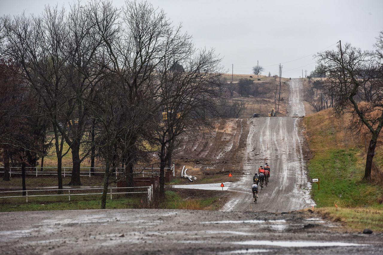 Muddy gravel sections awaited the riders