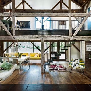 living room with open plan barn