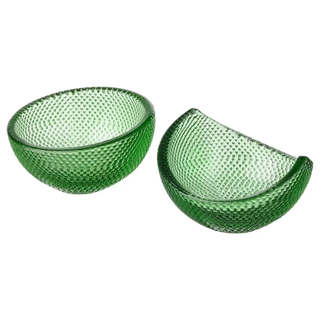 Two green glass bowls