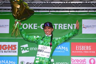 Katarzyna Niewiadoma (WM3 Pro Cycling) in the green jersey at the Women's Tour
