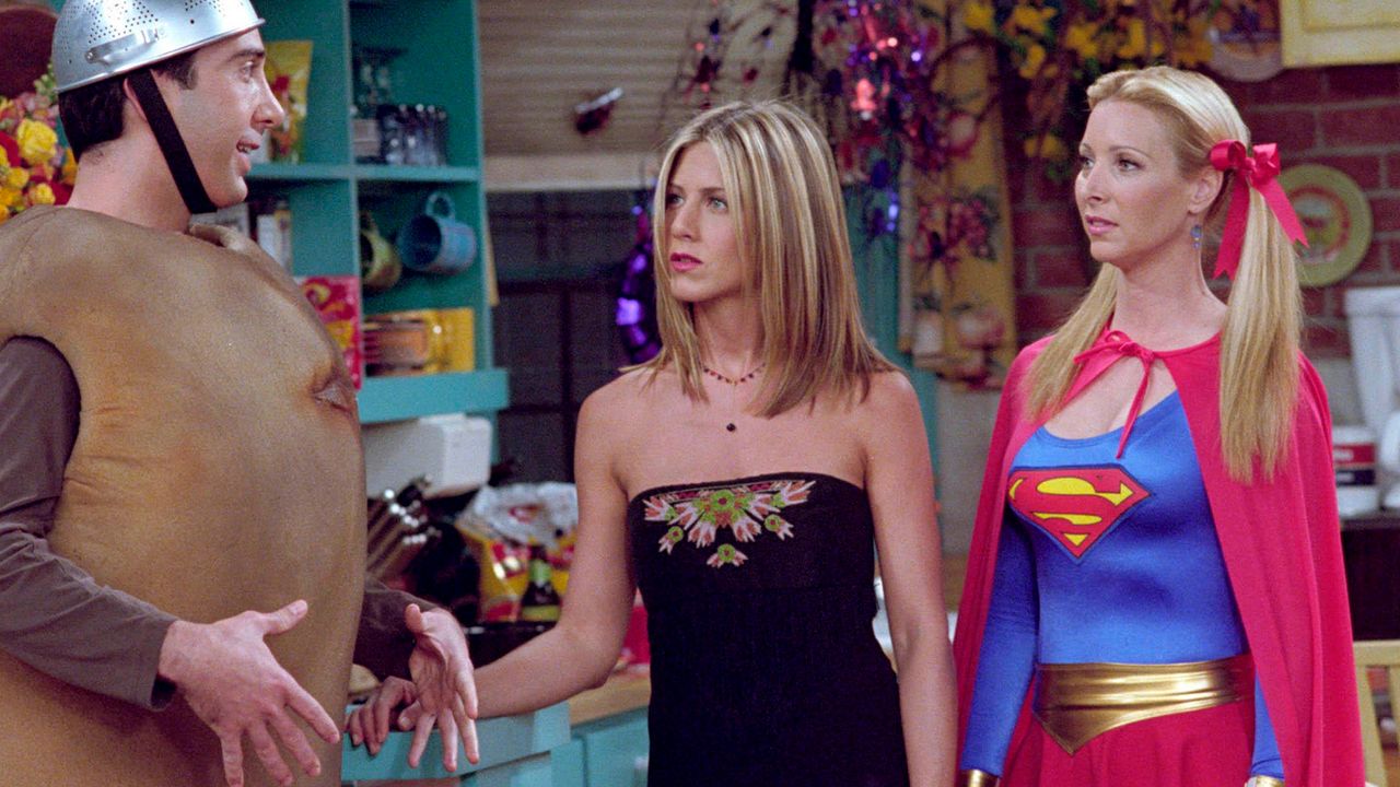 Film Still / Publicity Still from &quot;Friends&quot; Episode: The One With The Halloween Party David Schwimmer, Jennifer Aniston, Lisa Kudrow 11-01-2001 (Season 8) © 2001 Warner / NBC File Reference # 308471080THA For Editorial Use Only - All Rights Reserved