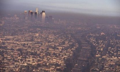 Smog over downtown Los Angeles: LA residents could be at risk for lung cancer thanks to the city's pollution, the third-worst in the country. 