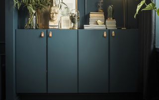 Ikea Ivar hacks dark blue sideboard with leather pull handles