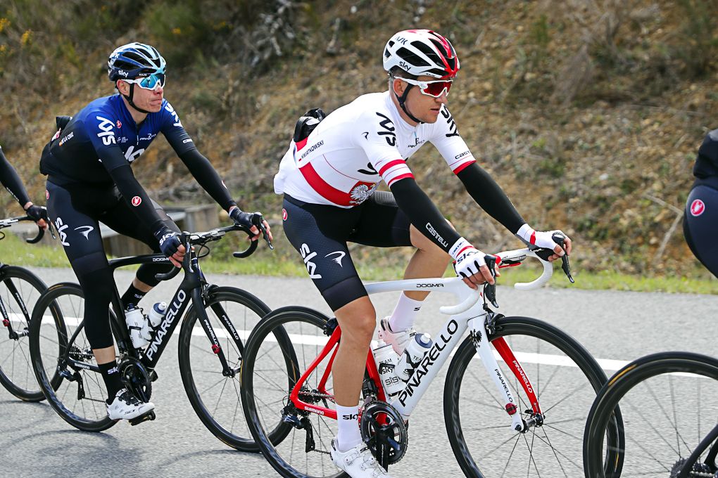 Michal Kwiatkowski (Team Sky) in the Pais Vasco peloton during stage 3