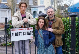 Alex Walkinshaw as Ross with his EastEnders family.