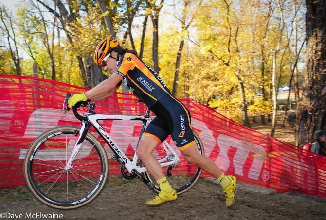 Crystal Anthony (Optum Pro Team) at the top of the stairs in fourth place