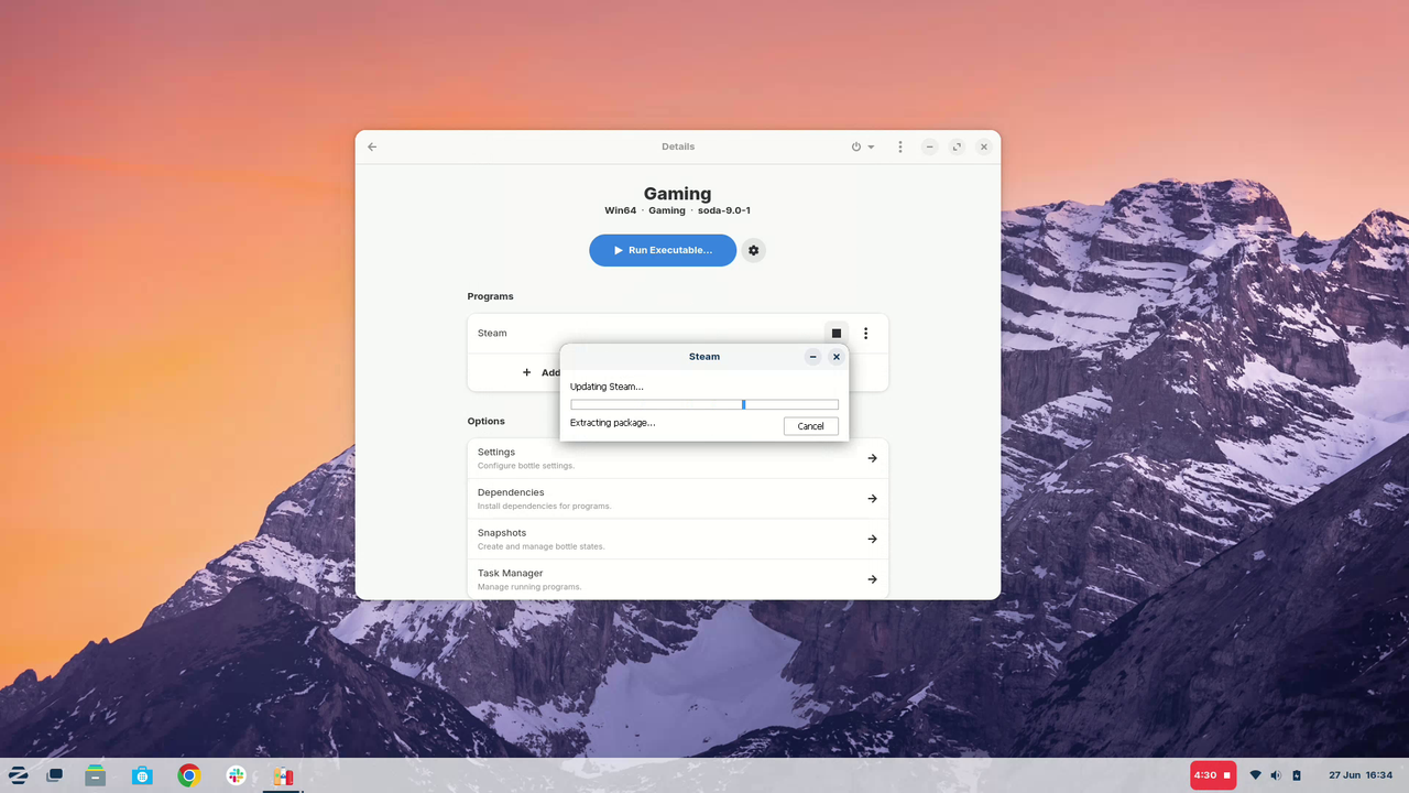 Zorin OS running Bottles