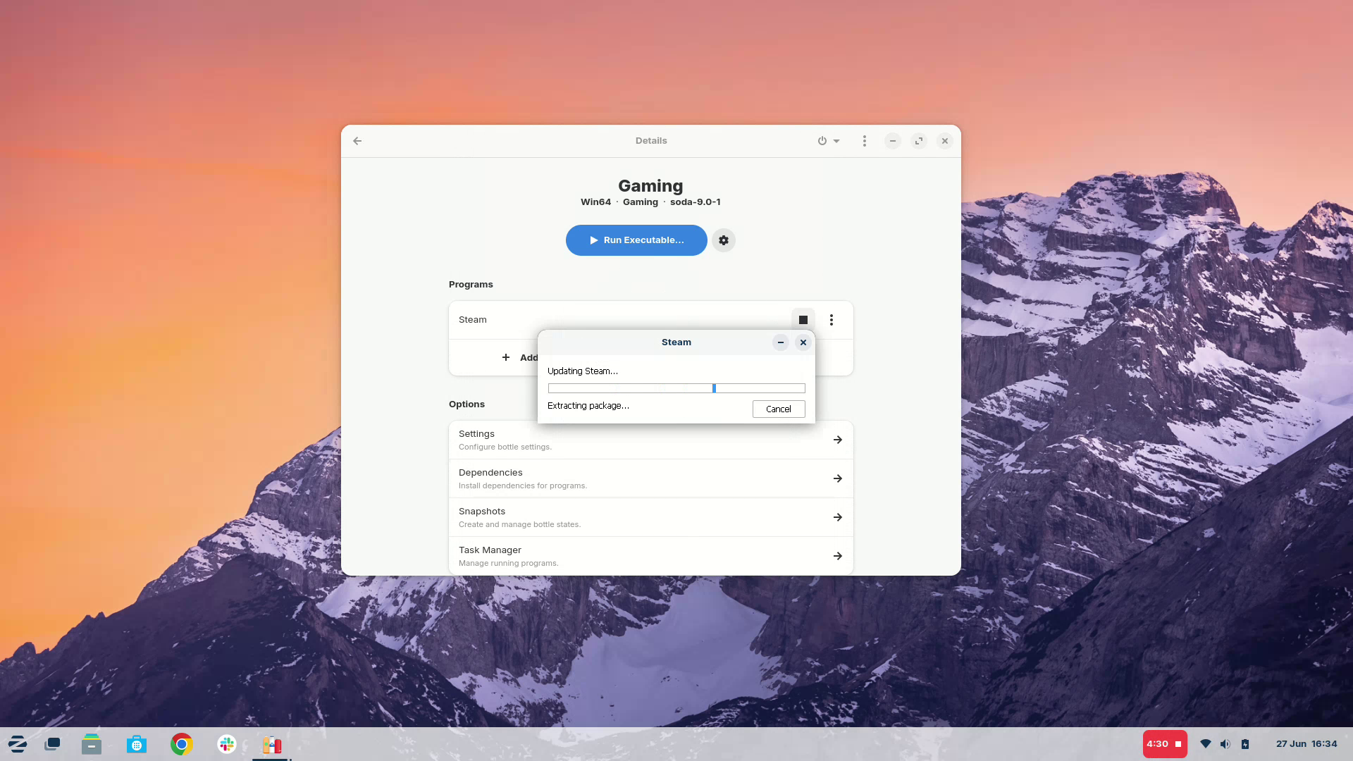 Zorin OS running Bottles