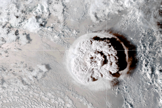 Satellites saw the Tonga eruption column rise halfway to space on Jan. 15.