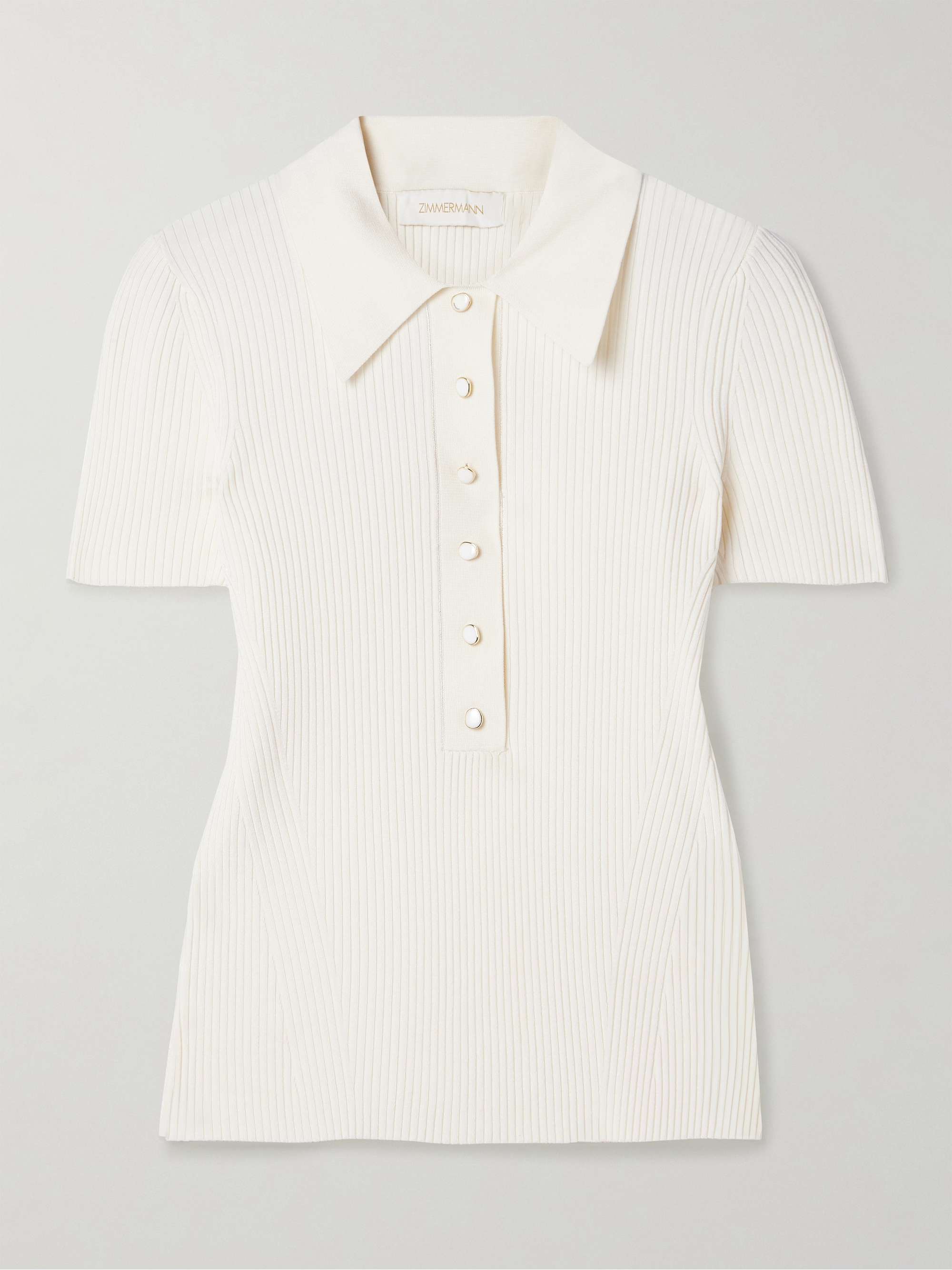 Ribbed-Knit Polo Shirt