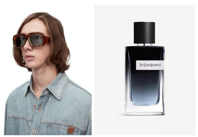 Blue sunglasses, blue perfume